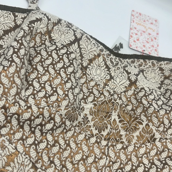 FREE PEOPLE NWT Corset Top Metallic Jacquard, Bronze Bead accents - Picture 5 of 9